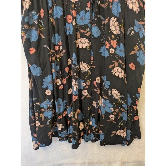Torrid Floral Button Front Midi Shirt Dress Black Blue Pink Plus Size 1 - Picture 3 of 10